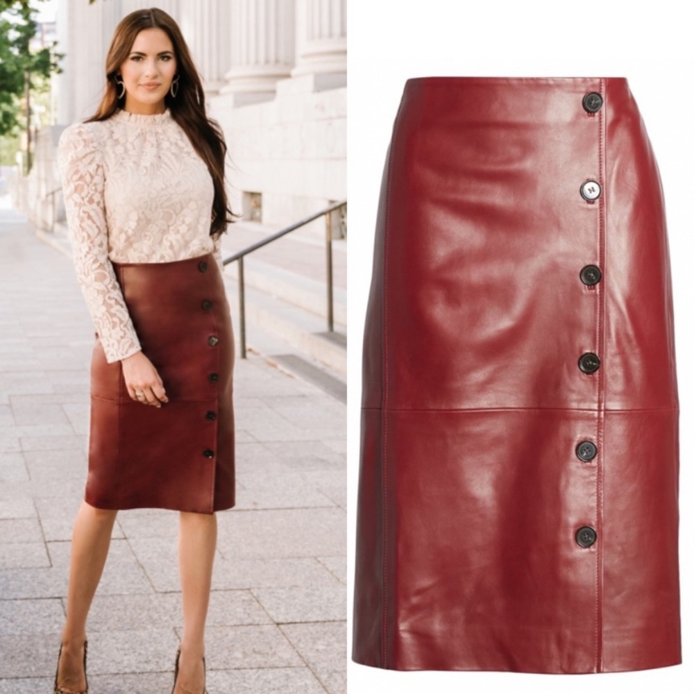 Rachel Parcell Leather Pencil Skirt - Red Grape